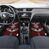 Red Aotearoa Taniko Motif Car Mats Vintage Maori New Zealand Tribal Art Pattern LT9 Set 2pcs - Front Red - Polynesian Pride