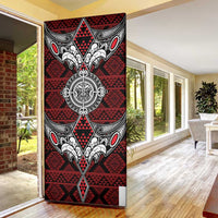 Red Aotearoa Taniko Motif Door Cover Vintage Maori New Zealand Tribal Art Pattern LT9 - Polynesian Pride