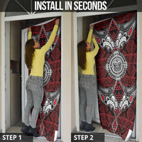 Red Aotearoa Taniko Motif Door Cover Vintage Maori New Zealand Tribal Art Pattern LT9 - Polynesian Pride