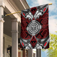Red Aotearoa Taniko Motif Garden Flag Vintage Maori New Zealand Tribal Art Pattern LT9 House Flag Red - Polynesian Pride