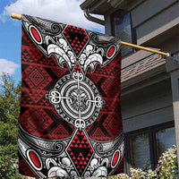 Red Aotearoa Taniko Motif Garden Flag Vintage Maori New Zealand Tribal Art Pattern LT9 - Polynesian Pride