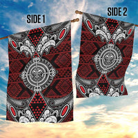 Red Aotearoa Taniko Motif Garden Flag Vintage Maori New Zealand Tribal Art Pattern LT9 - Polynesian Pride