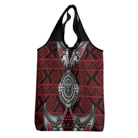 Red Aotearoa Taniko Motif Grocery Bag Vintage Maori New Zealand Tribal Art Pattern LT9 - Polynesian Pride