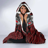 Red Aotearoa Taniko Motif Hooded Blanket Vintage Maori New Zealand Tribal Art Pattern LT9 - Polynesian Pride