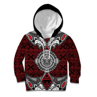 Red Aotearoa Tanilo Motif Kid Hoodie Vintage Maori New Zealand Tribal Art Pattern LT9 Hoodie Red - Polynesian Pride