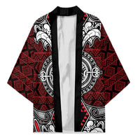 Red Aotearoa Taniko Motif Kimono Vintage Maori New Zealand Tribal Art Pattern LT9 Unisex Red - Polynesian Pride