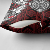 Red Aotearoa Taniko Motif Pillow Cover Vintage Maori New Zealand Tribal Art Pattern LT9 - Polynesian Pride