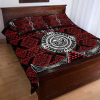 Red Aotearoa Taniko Motif Quilt Bed Set Vintage Maori New Zealand Tribal Art Pattern LT9 - Polynesian Pride