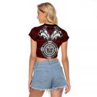 Red Aotearoa Tanilo Motif Raglan Cropped T Shirt Vintage Maori New Zealand Tribal Art Pattern LT9 - Polynesian Pride