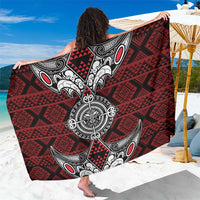 Red Aotearoa Taniko Motif Sarong Vintage Maori New Zealand Tribal Art Pattern LT9 One Size 44 x 66 inches Red - Polynesian Pride
