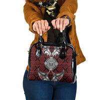 Red Aotearoa Taniko Motif Shoulder Handbag Vintage Maori New Zealand Tribal Art Pattern LT9 One Size Red - Polynesian Pride
