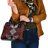Red Aotearoa Taniko Motif Shoulder Handbag Vintage Maori New Zealand Tribal Art Pattern LT9 - Polynesian Pride