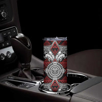Red Aotearoa Taniko Motif Skinny Tumbler Vintage Maori New Zealand Tribal Art Pattern LT9 - Polynesian Pride