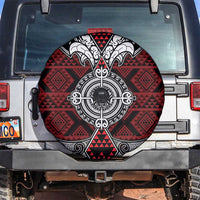 Red Aotearoa Taniko Motif Spare Tire Cover Vintage Maori New Zealand Tribal Art Pattern LT9 Red - Polynesian Pride
