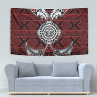 Red Aotearoa Taniko Motif Tapestry Vintage Maori New Zealand Tribal Art Pattern LT9 - Polynesian Pride