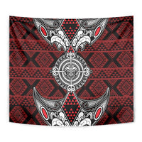 Red Aotearoa Taniko Motif Tapestry Vintage Maori New Zealand Tribal Art Pattern LT9 - Polynesian Pride