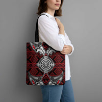Red Aotearoa Taniko Motif Tote Bag Vintage Maori New Zealand Tribal Art Pattern LT9 - Polynesian Pride