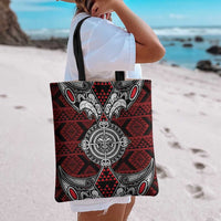 Red Aotearoa Taniko Motif Tote Bag Vintage Maori New Zealand Tribal Art Pattern LT9 - Polynesian Pride