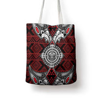 Red Aotearoa Taniko Motif Tote Bag Vintage Maori New Zealand Tribal Art Pattern LT9 - Polynesian Pride