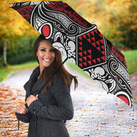 Red Aotearoa Taniko Motif Umbrella Vintage Maori New Zealand Tribal Art Pattern LT9 - Polynesian Pride
