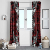 Red Aotearoa Taniko Motif Window Curtain Vintage Maori New Zealand Tribal Art Pattern LT9 - Polynesian Pride
