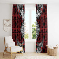 Red Aotearoa Taniko Motif Window Curtain Vintage Maori New Zealand Tribal Art Pattern LT9 - Polynesian Pride