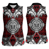 Red Aotearoa Tanilo Motif Women Sleeveless Polo Shirt Vintage Maori New Zealand Tribal Art Pattern LT9 - Polynesian Pride