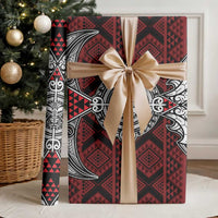 Red Aotearoa Taniko Motif Wrapping Paper Vintage Maori New Zealand Tribal Art Pattern LT9 - Polynesian Pride