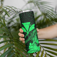 Kakau Polynesian Tribal Hawaiian Turtle Skinny Tumbler with Kanaka Maoli Green LT9 - Polynesian Pride