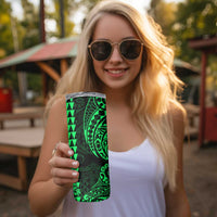 Kakau Polynesian Tribal Hawaiian Turtle Skinny Tumbler with Kanaka Maoli Green LT9 - Polynesian Pride