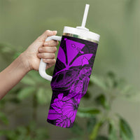 Kakau Polynesian Tribal Hawaiian Turtle Tumbler With Handle with Kanaka Maoli Purple LT9 - Polynesian Pride