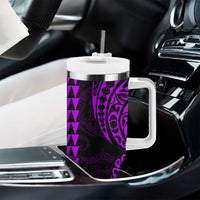 Kakau Polynesian Tribal Hawaiian Turtle Tumbler With Handle with Kanaka Maoli Purple LT9 - Polynesian Pride
