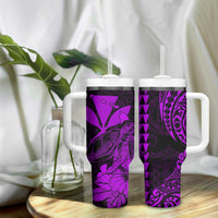 Kakau Polynesian Tribal Hawaiian Turtle Tumbler With Handle with Kanaka Maoli Purple LT9 - Polynesian Pride