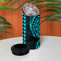 Kakau Polynesian Tribal Hawaiian Turtle 4 in 1 Can Cooler Tumbler with Kanaka Maoli Teal LT9 - Polynesian Pride