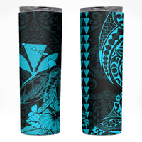Kakau Polynesian Tribal Hawaiian Turtle Skinny Tumbler with Kanaka Maoli Teal LT9 Teal - Polynesian Pride