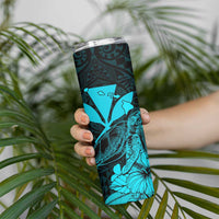 Kakau Polynesian Tribal Hawaiian Turtle Skinny Tumbler with Kanaka Maoli Teal LT9 - Polynesian Pride