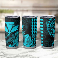 Kakau Polynesian Tribal Hawaiian Turtle Tumbler Cup with Kanaka Maoli Teal LT9 - Polynesian Pride