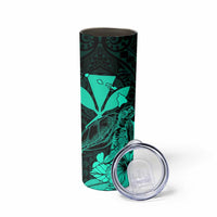 Kakau Polynesian Tribal Hawaiian Turtle Skinny Tumbler with Kanaka Maoli Turquoise LT9 - Polynesian Pride