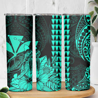 Kakau Polynesian Tribal Hawaiian Turtle Skinny Tumbler with Kanaka Maoli Turquoise LT9 - Polynesian Pride