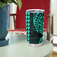 Kakau Polynesian Tribal Hawaiian Turtle Tumbler Cup with Kanaka Maoli Turquoise LT9 - Polynesian Pride
