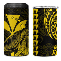 Kakau Polynesian Tribal Hawaiian Turtle 4 in 1 Can Cooler Tumbler with Kanaka Maoli Yellow LT9 One Size: 16 oz Yellow - Polynesian Pride