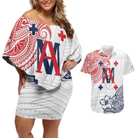 Kingdom of Uvea 1842-1860 Personalized Couples Matching Off Shoulder Short Dress and Hawaiian Shirt Wallis and Futuna Polynesian Tribal Pattern LT9 White - Polynesian Pride