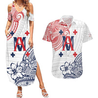 Kingdom of Uvea 1842-1860 Personalized Couples Matching Summer Maxi Dress and Hawaiian Shirt Wallis and Futuna Polynesian Tribal Pattern LT9 White - Polynesian Pride