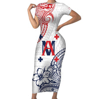 Kingdom of Uvea 1842-1860 Personalized Short Sleeve Bodycon Dress Wallis and Futuna Polynesian Tribal Pattern LT9 Long Dress White - Polynesian Pride