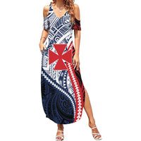 Kingdom of Uvea 1860-1886 Personalized Family Matching Summer Maxi Dress and Hawaiian Shirt Wallis and Futuna Polynesian Tribal Pattern LT9 Mom's Dress Red - Polynesian Pride