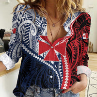 Kingdom of Uvea 1860-1886 Personalized Women Casual Shirt Wallis and Futuna Polynesian Tribal Pattern LT9 Female Red - Polynesian Pride