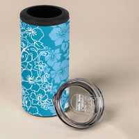 Hawaiian Lei Day 4 in 1 Can Cooler Tumbler Blue Hibiscus Flowers Lei Art LT9 - Polynesian Pride