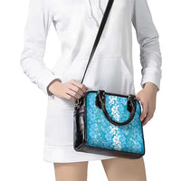 Hawaiian Lei Day Shoulder Handbag Blue Hibiscus Flowers Lei Art