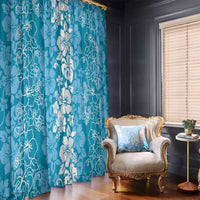 Hawaiian Lei Day Window Curtain Blue Hibiscus Flowers Lei Art LT9 - Polynesian Pride