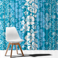 Hawaiian Lei Day Window Curtain Blue Hibiscus Flowers Lei Art LT9 - Polynesian Pride